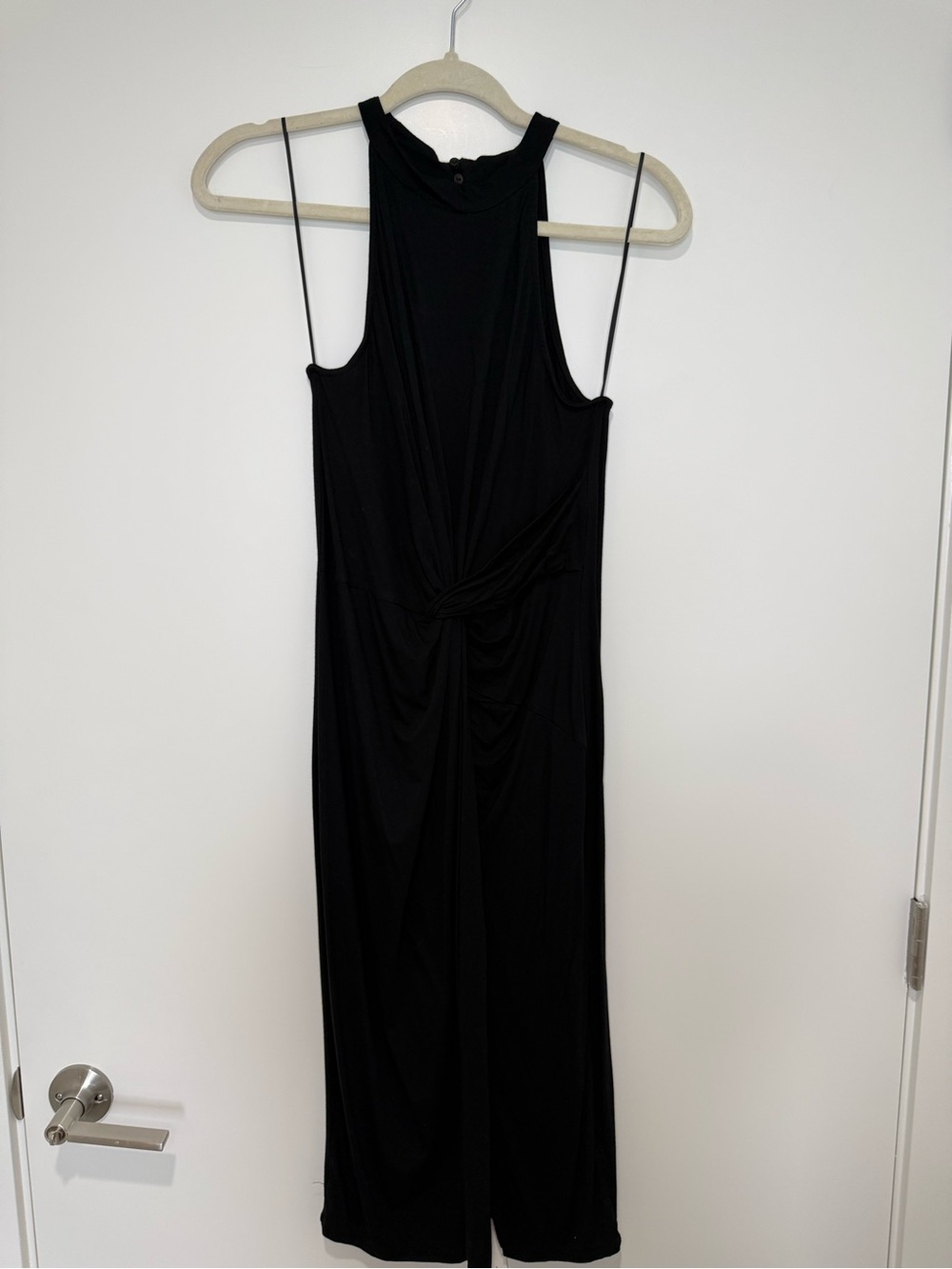 ASTR Black Sleeveless Midi Dress with Front Twist